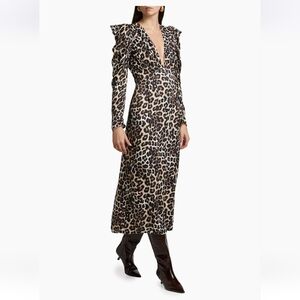 Farm Rio leopard v-neck dress, size Medium